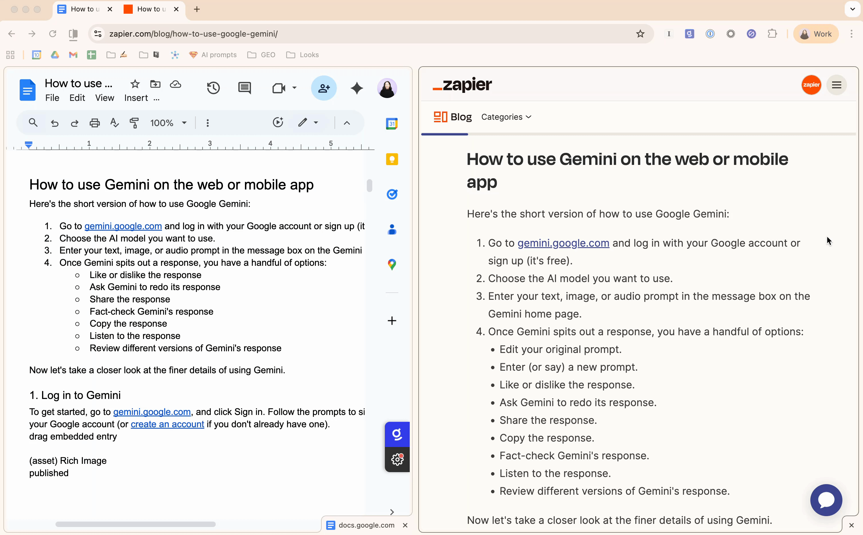 Demo of resizing split screen on Chrome. 