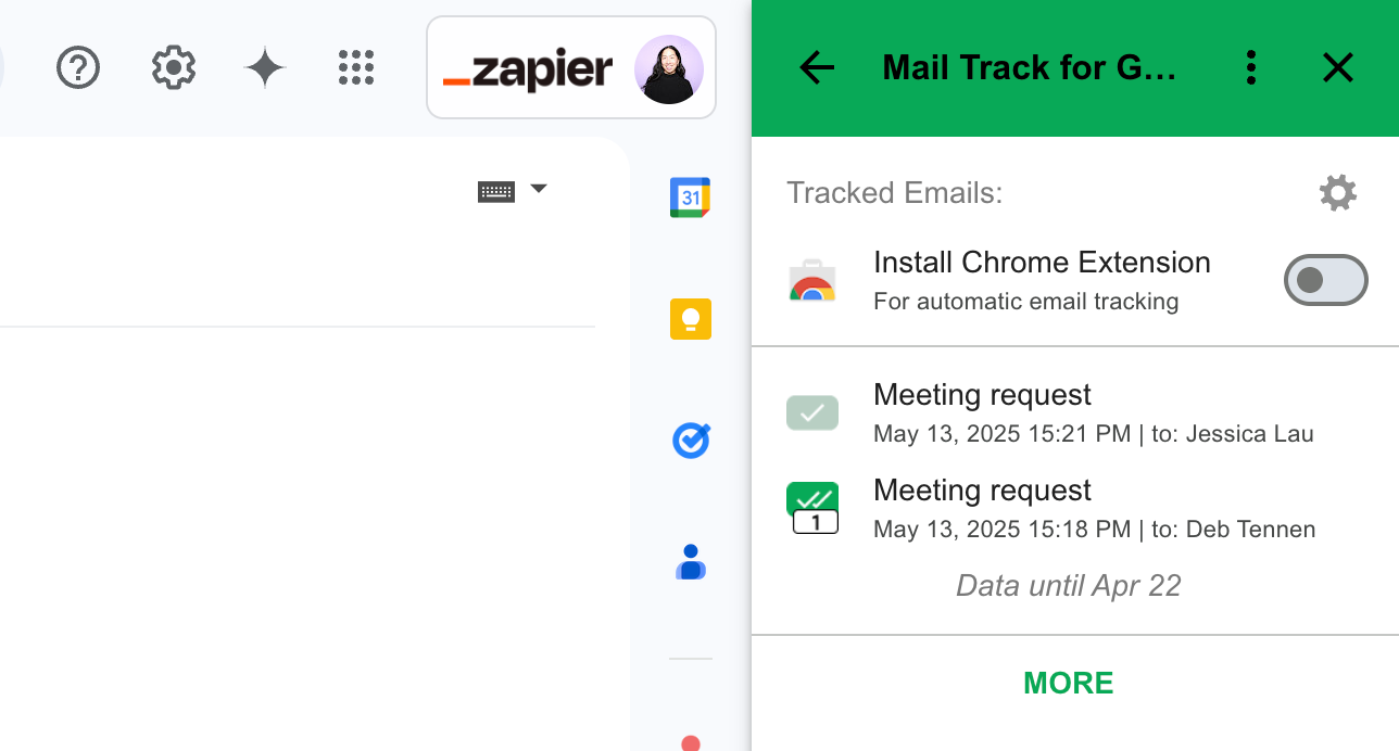 Mail Tracker for Gmail add-on in Gmail. 