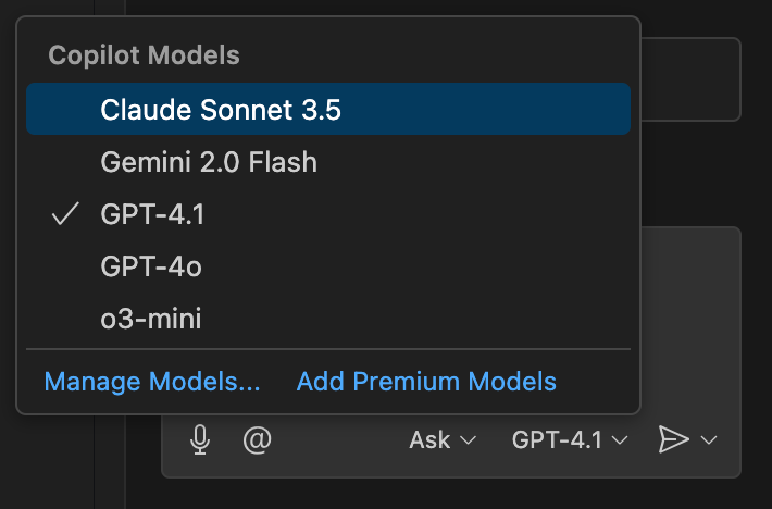 Choosing a model for GitHub Copilot