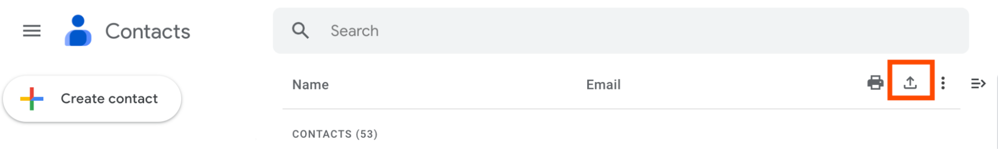 How to export Google Contacts.