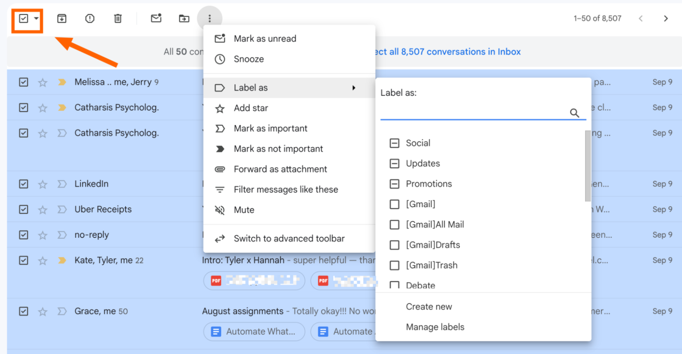 Bulk labeling emails in Gmail