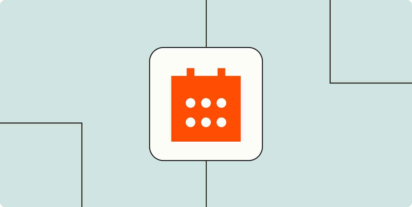 A hero image of an orange calendar icon on a light blue background.