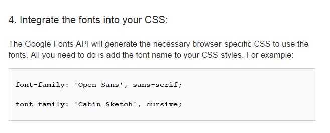 add css google fonts