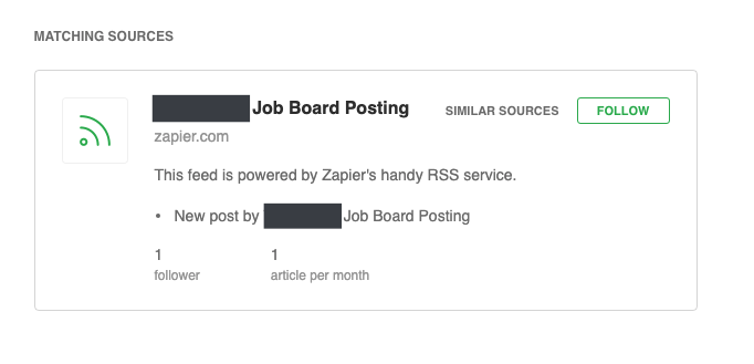 A preview of the Slack RSS feed as it appears in Feedly.
