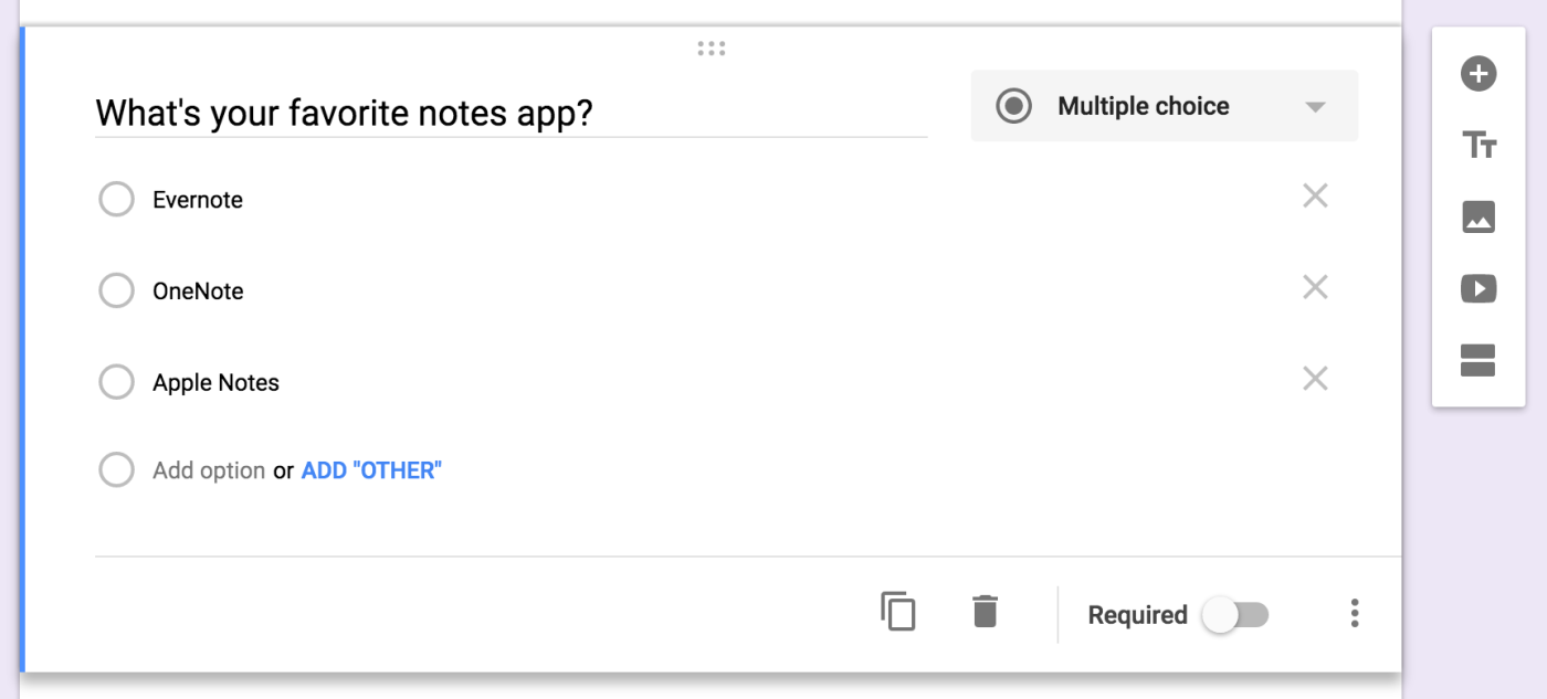 Google Forms multiple choice