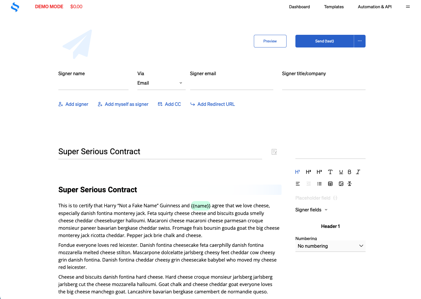 eSignatures, notre choix de la meilleure application de signature électronique avec une option de paiement à l'utilisation