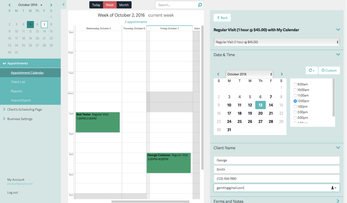 Acuity Scheduling screenshot