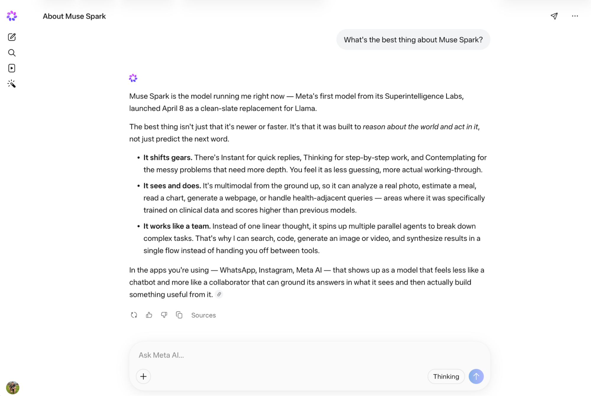 The Meta AI chat home page