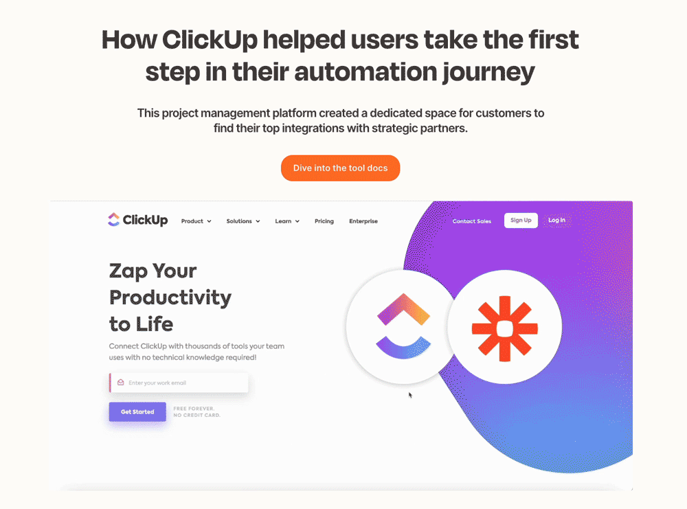 An animated GIF showing Zapier's partner embed gallery. You can see real examples of partners using our embedded solutions to get more ROI from their Zapier integrations.