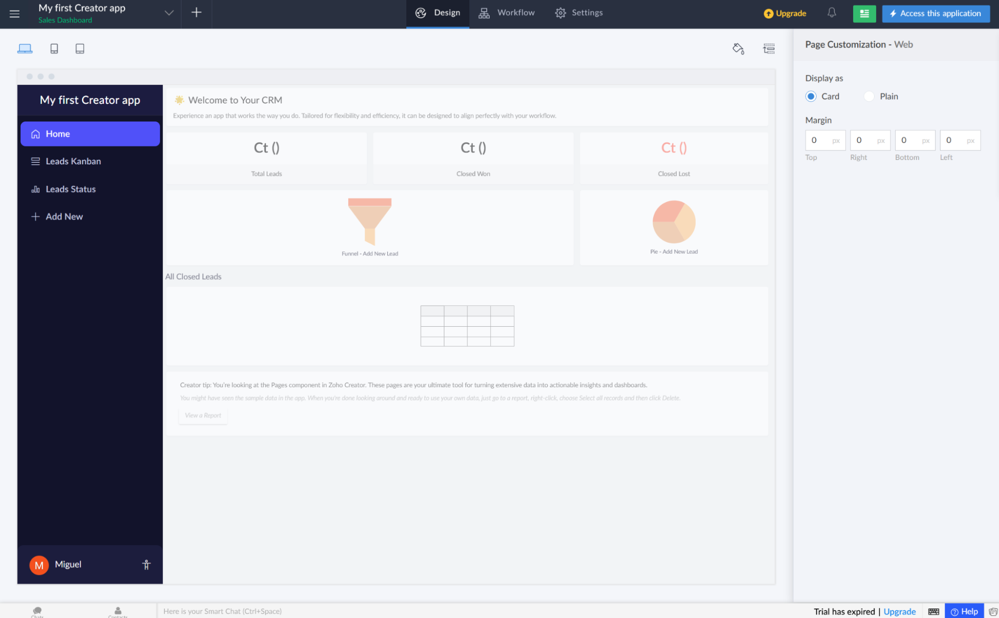 Zoho Creator, our pick for the best internal app builder for connectivity and extensibility