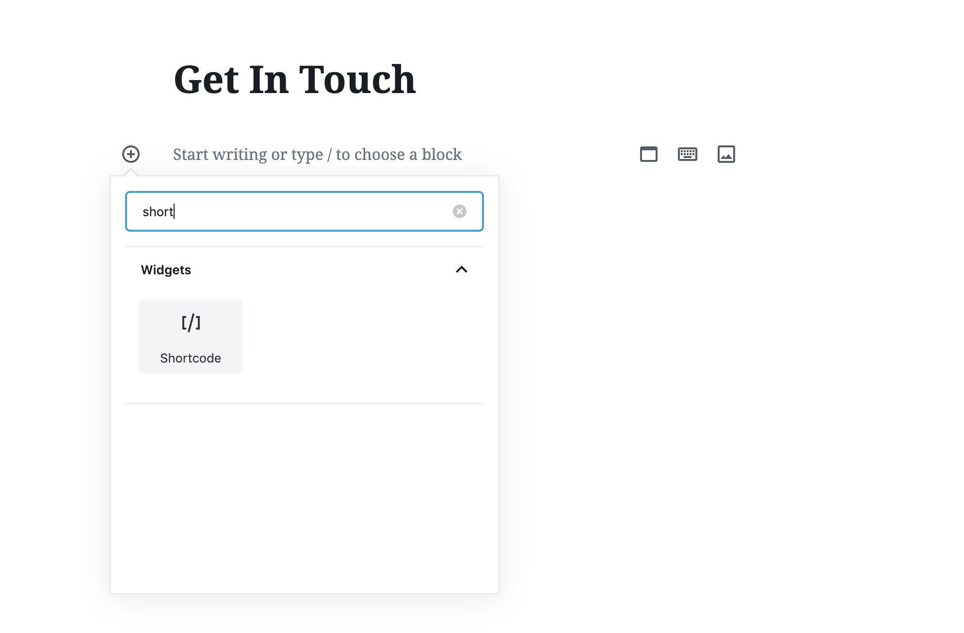 Shortcode block in WordPress