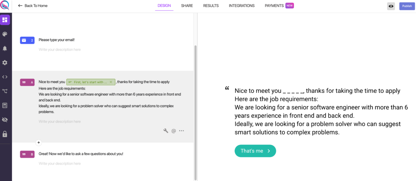 Quill Forms, our pick for the best WordPress form plugin for conversational forms