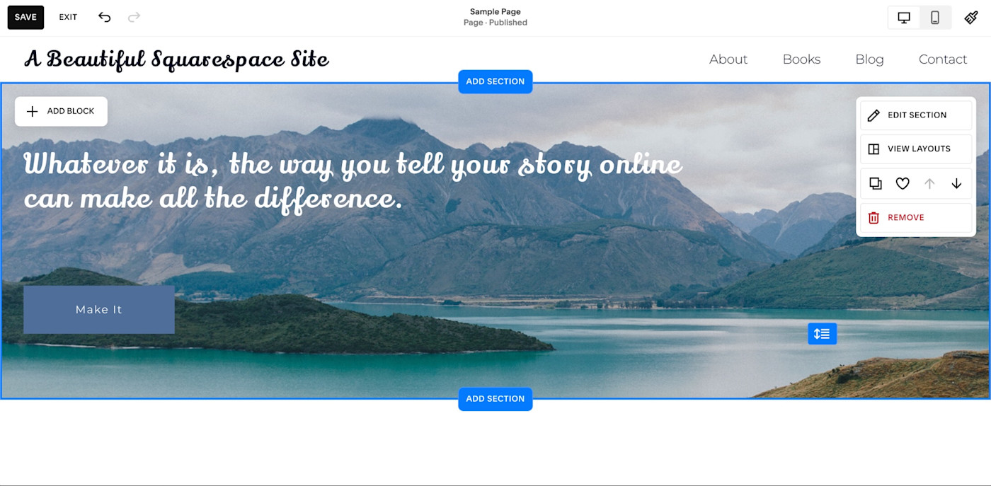 Squarespace, our pick for the best small business website builder for service-based businesses