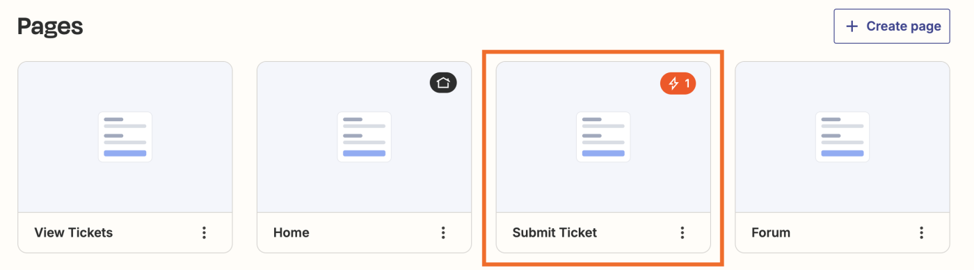 Screenshot of submit ticket layout