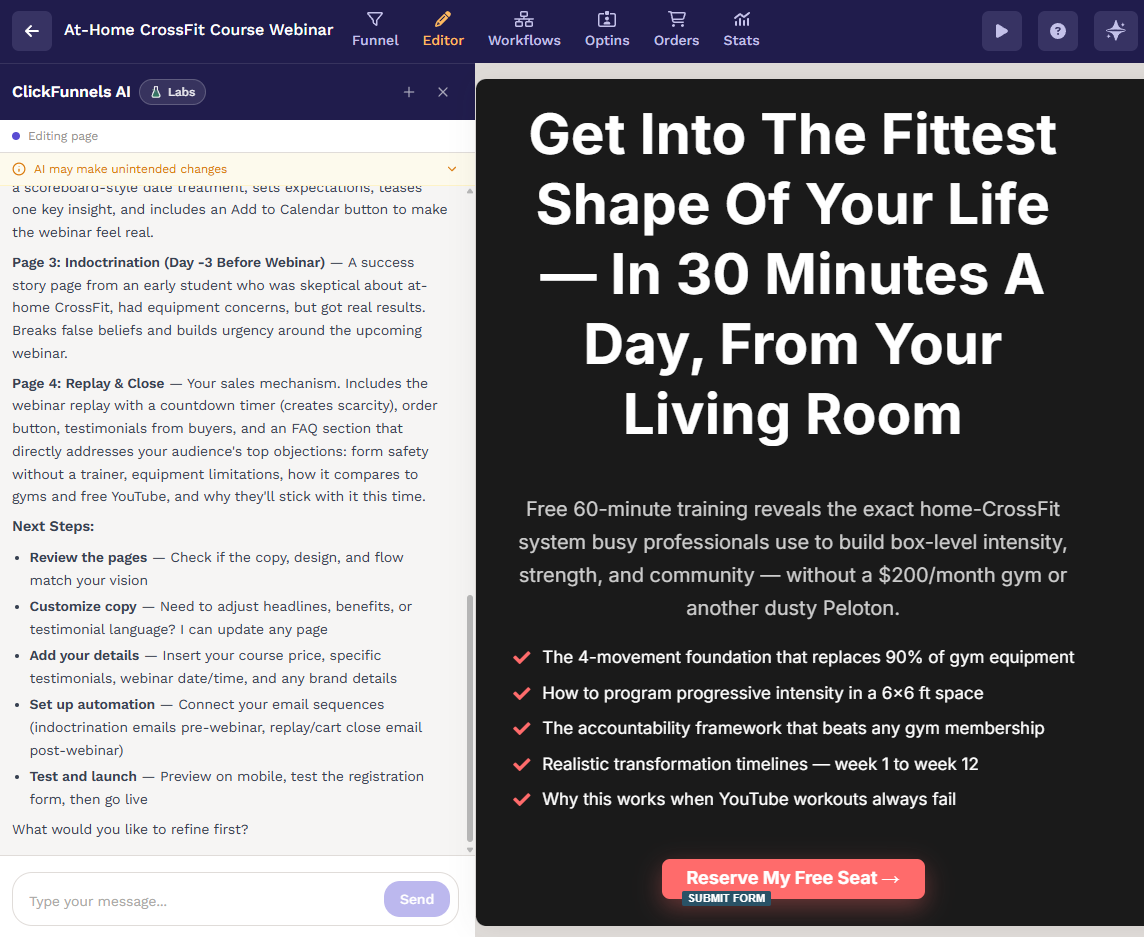 ClickFunnels' AI-generated copy