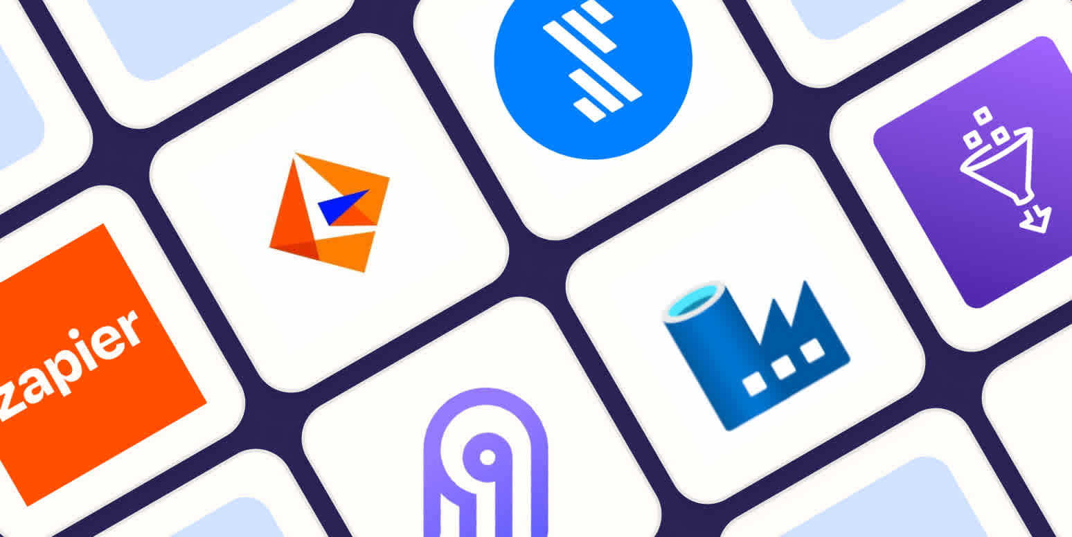 Hero image with the logos of the best data integration tools