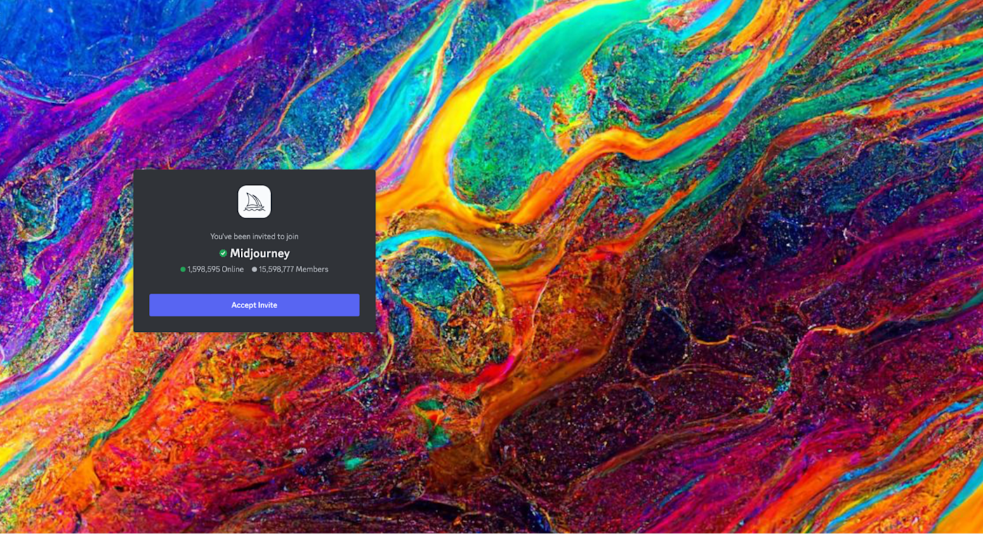 The Accept Invite button on Midjourney