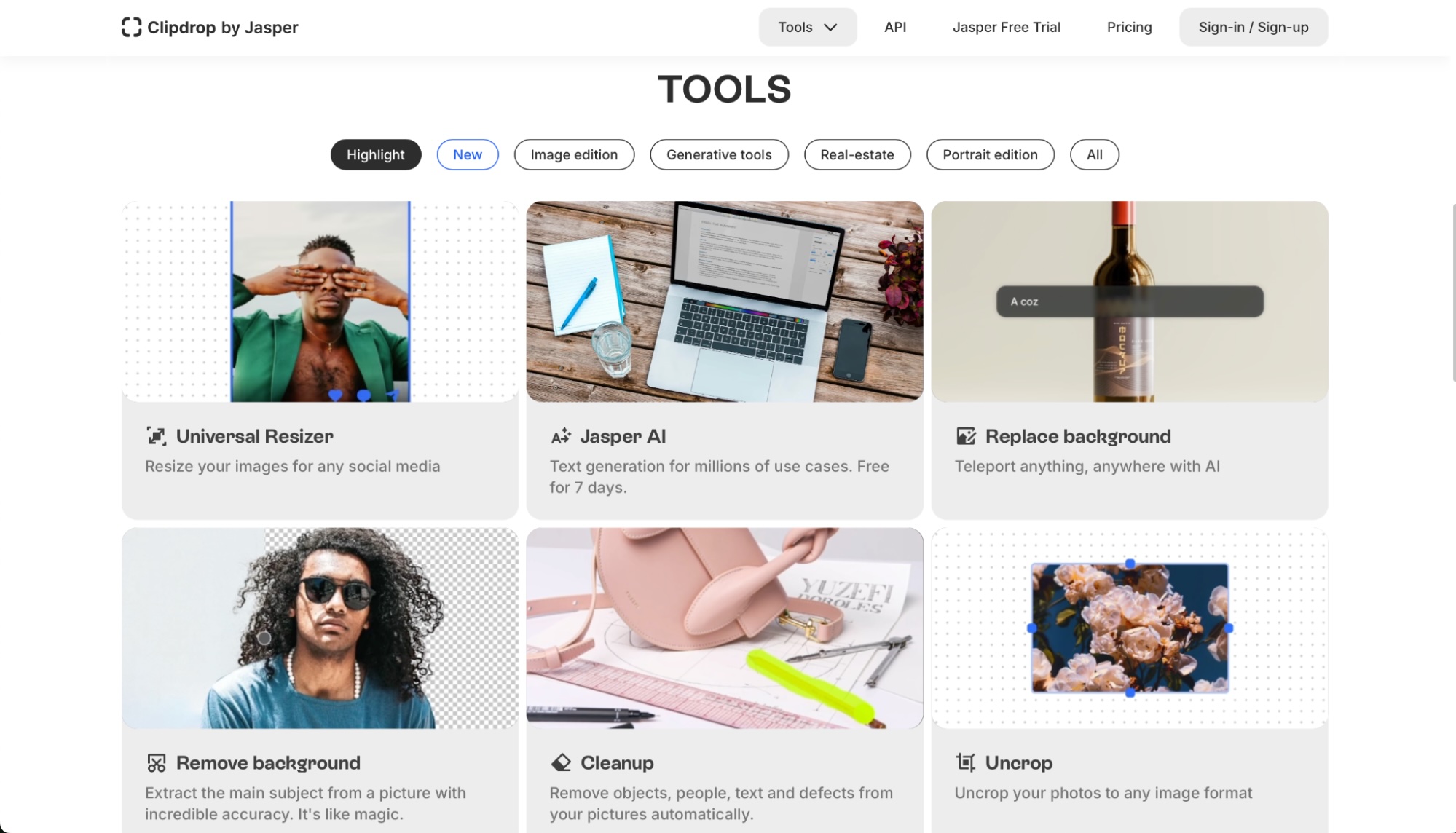 Clipdrop, a top AI image editor