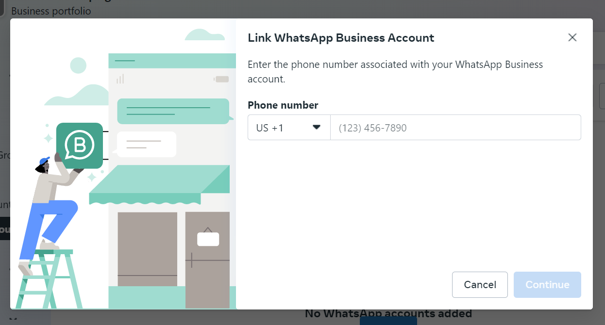 Linking a WhatsApp business account in Meta Business Suite