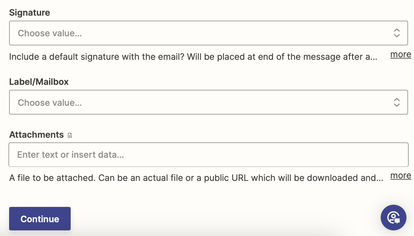 A series of email fields. 