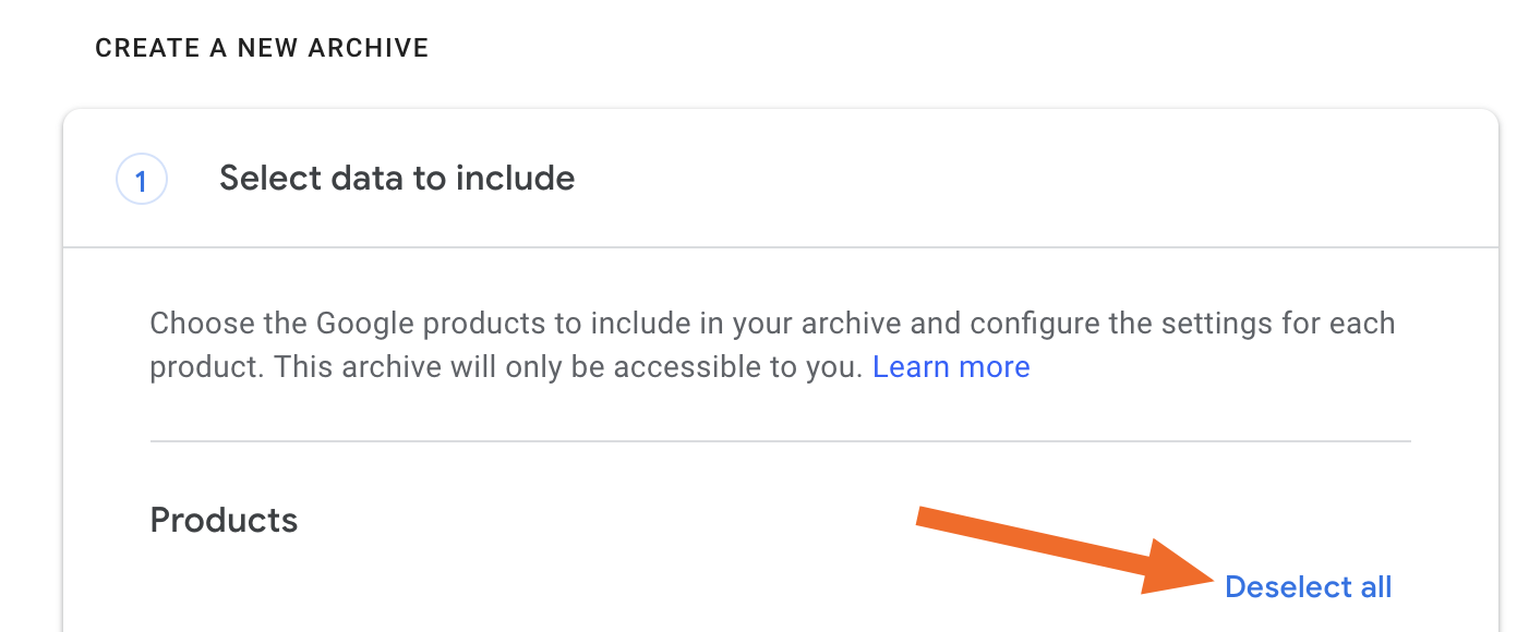 Google takeout disable all