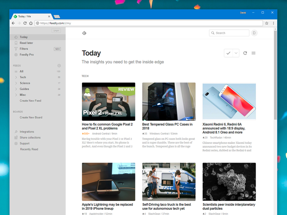 Feedly screenshot