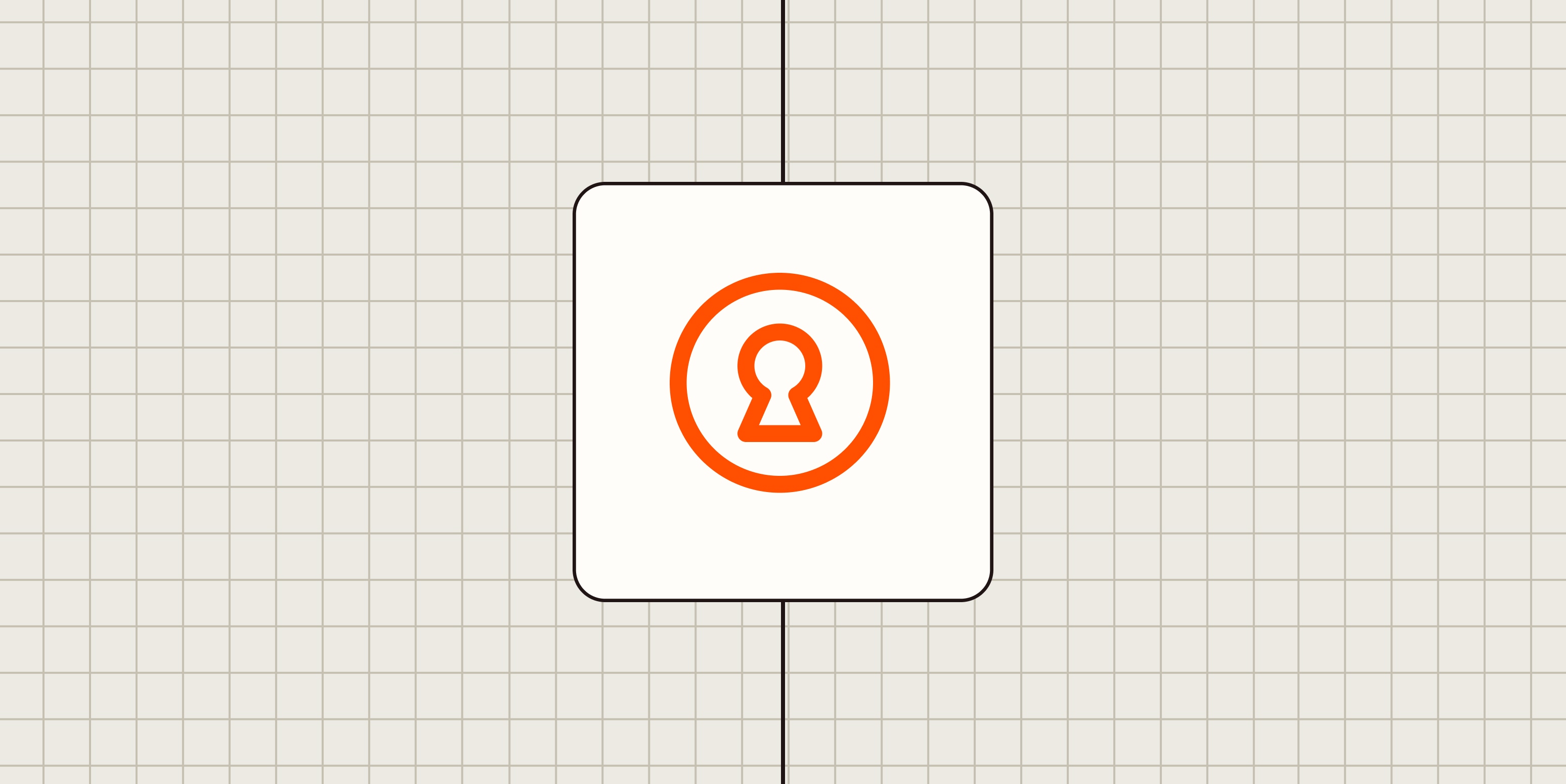 Hero image with an icon representing a keyhole, lock, or security