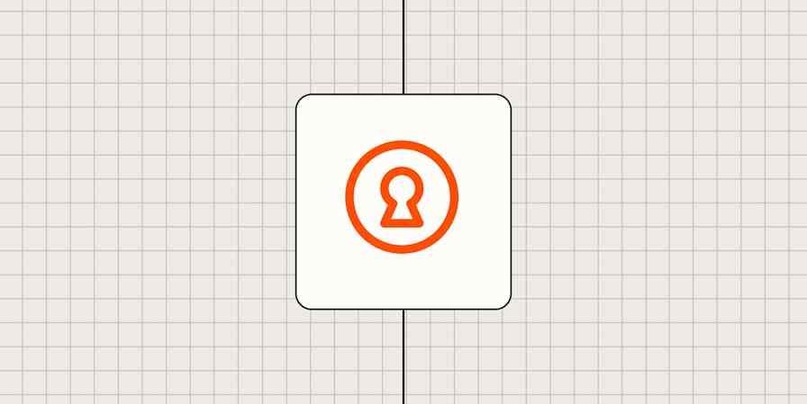 Hero image with an icon representing a keyhole, lock, or security