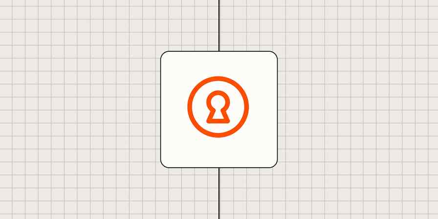 Hero image with an icon representing a keyhole, lock, or security