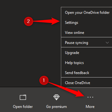 OneDrive settings