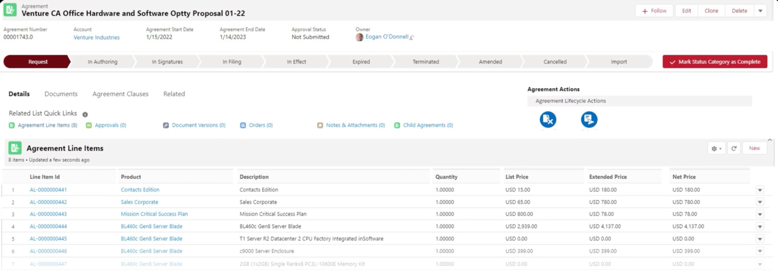A screenshot of Conga, a CPQ software vendor.