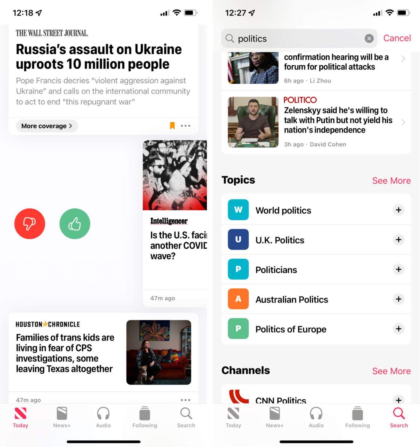 Apple News, our pick for the best news app for affordable access to top news sources