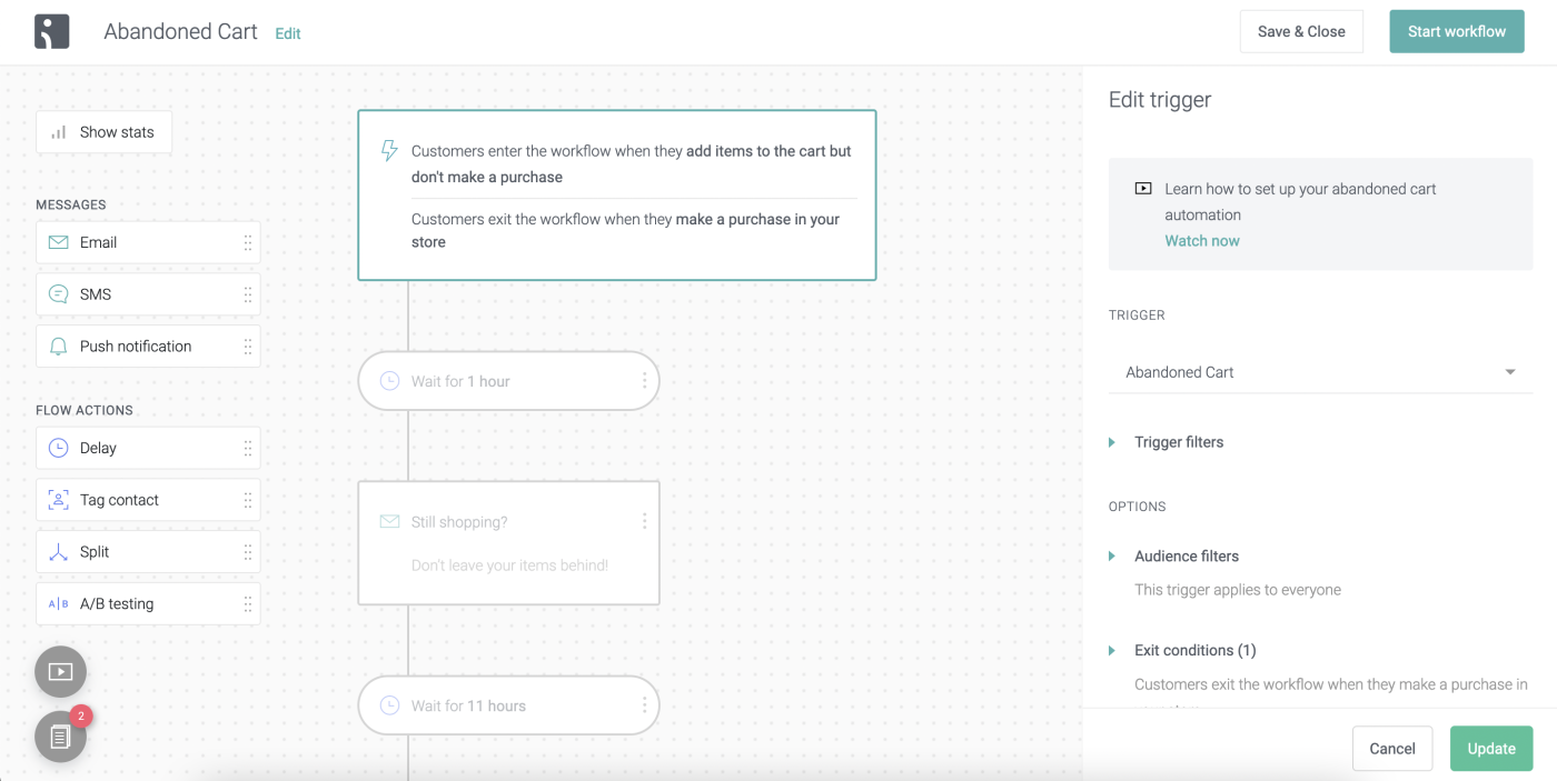 A screenshot of Omnisend, our pick for the best drip email software for eCommerce stores