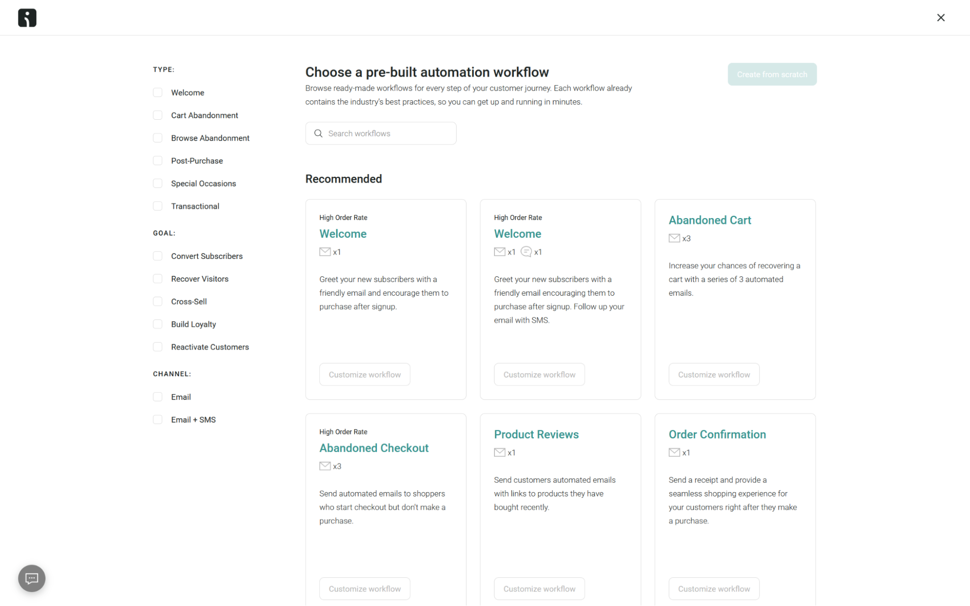 A screenshot of Omnisend, our pick for the best drip email software for fast eCommerce automation setup