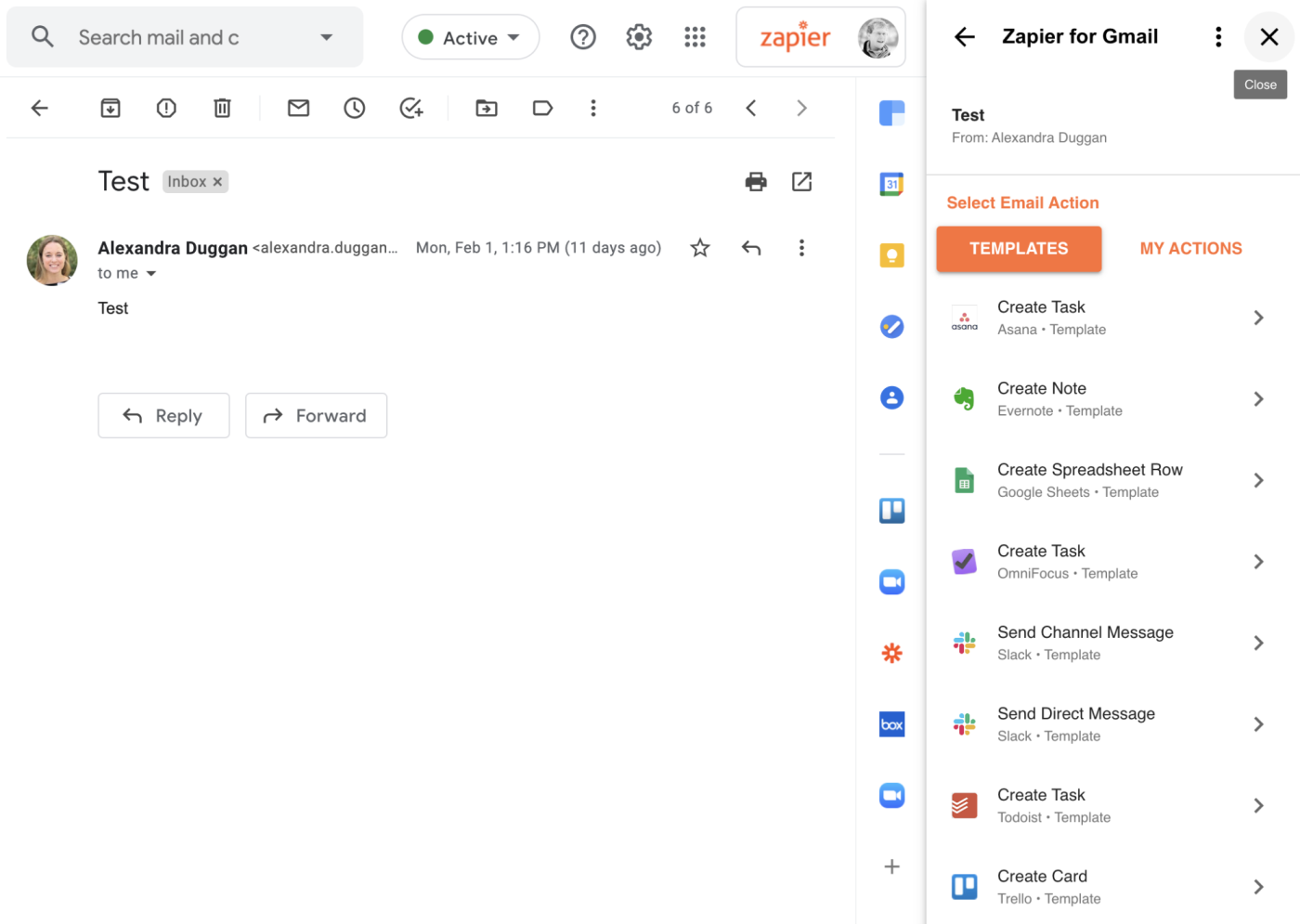 Zapier Gmail add-on