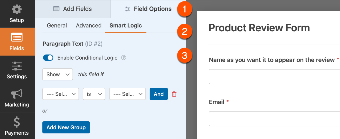 Enable conditional logic in WPForms