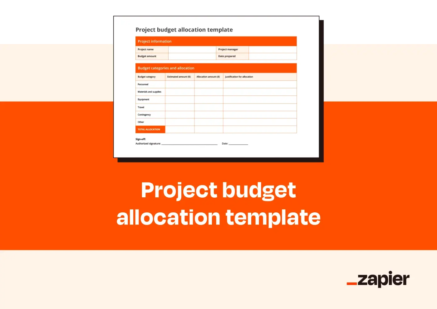 Mockup showcasing Zapier's project budget allocation template