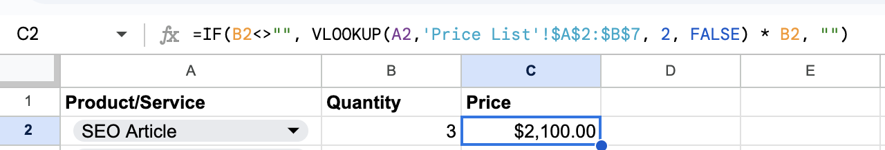 The VLOOKUP formula