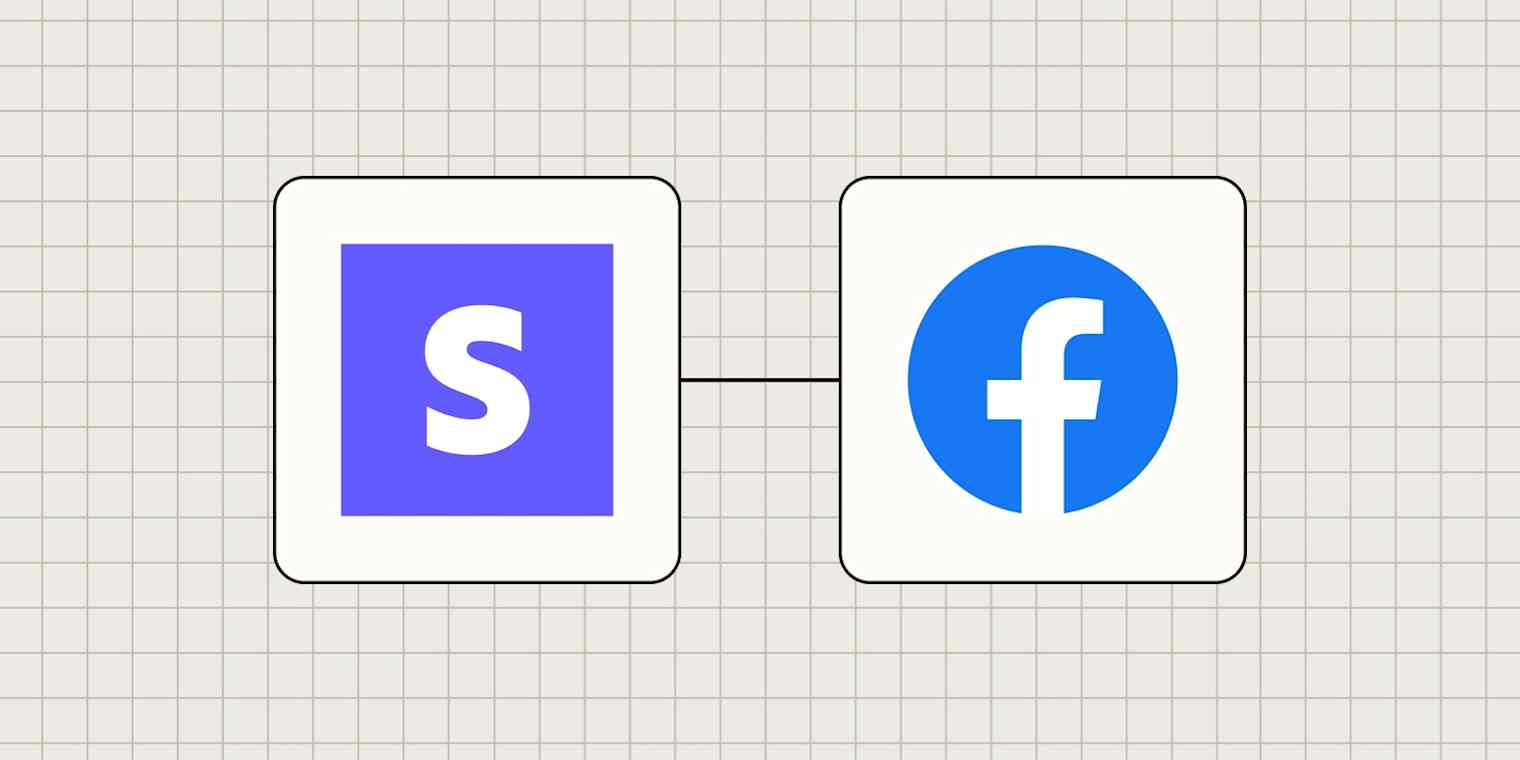 The Stripe logo connected to the Facebook logo against a gray background