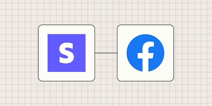 The Stripe logo connected to the Facebook logo against a gray background