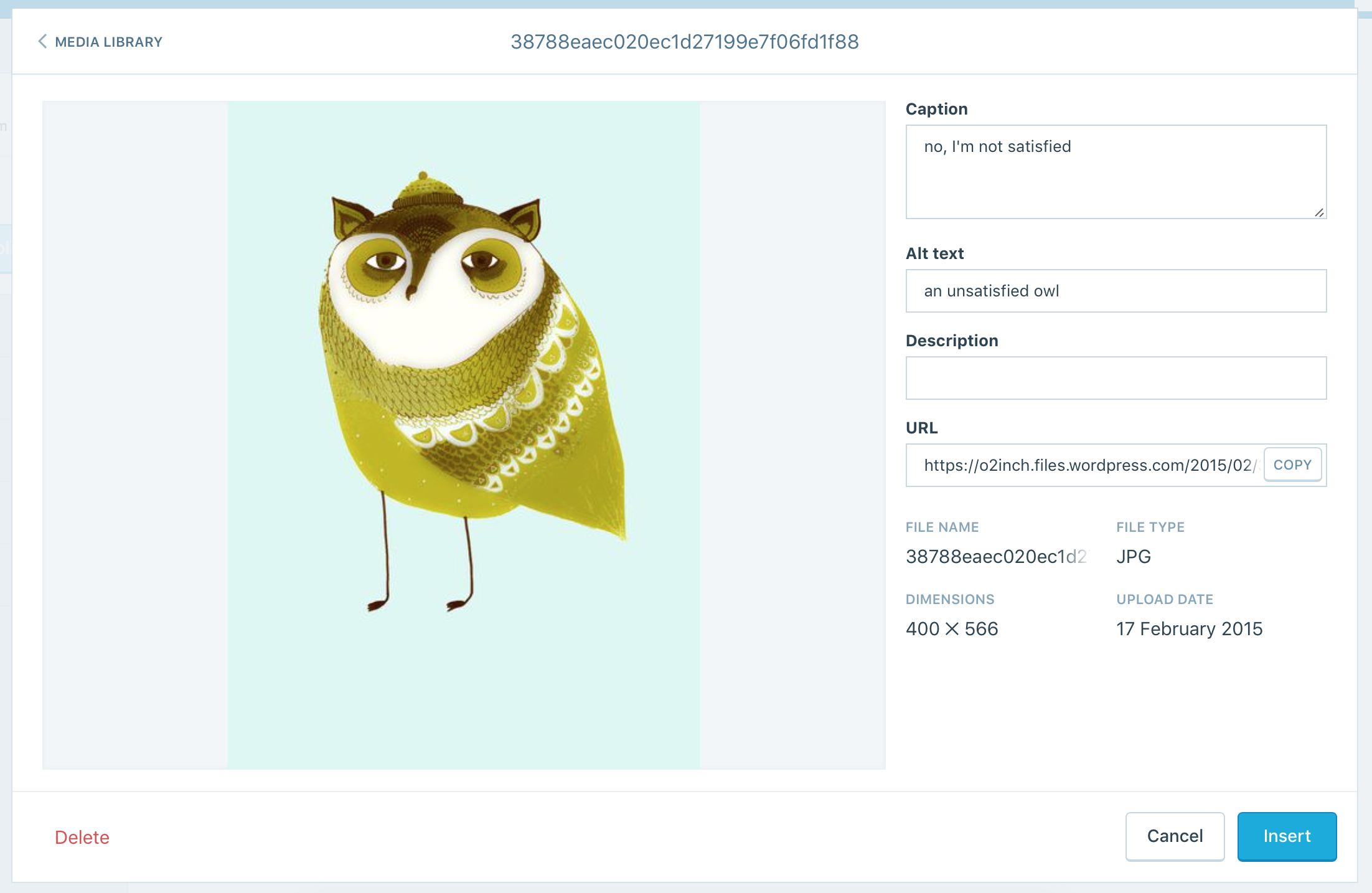 Alternate text on an image in WordPress.com