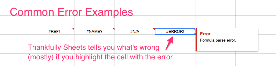 Sheets errors