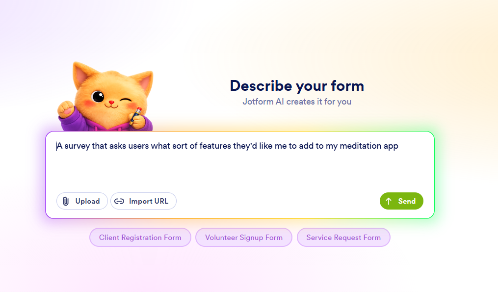 Creating a form with AI in Jotform