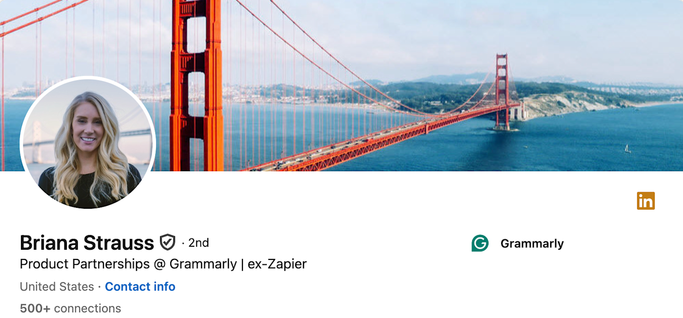 Screenshot of a LinkedIn banner idea showing a city landmark.