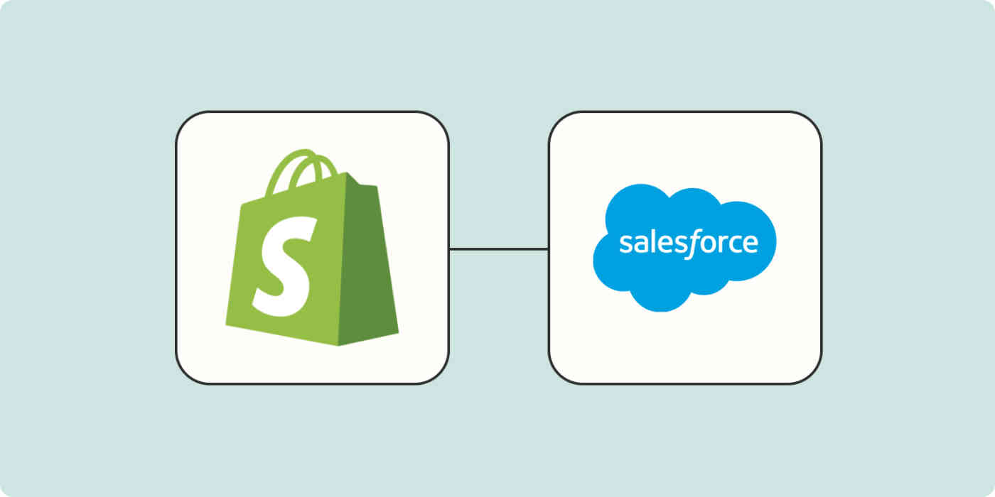 A hero image of the Salesforce app logo connected to the Salesforce app logo on a light blue background.