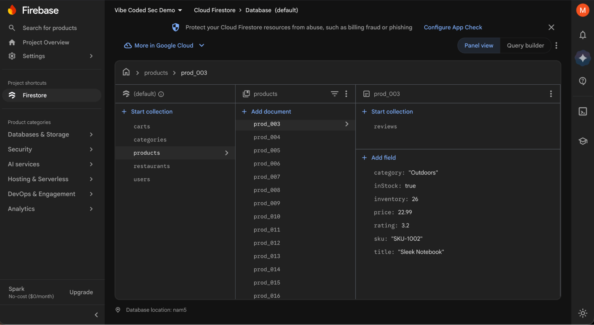 A Firebase database
