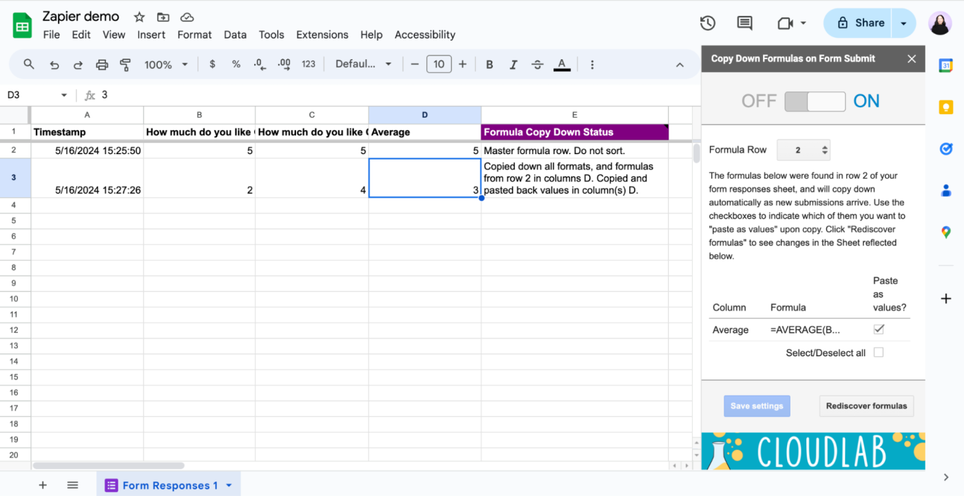 Copy Down Google Sheets add-on.