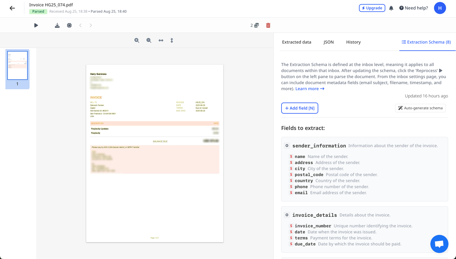 Airparser, our pick for the best AI-powered email parser