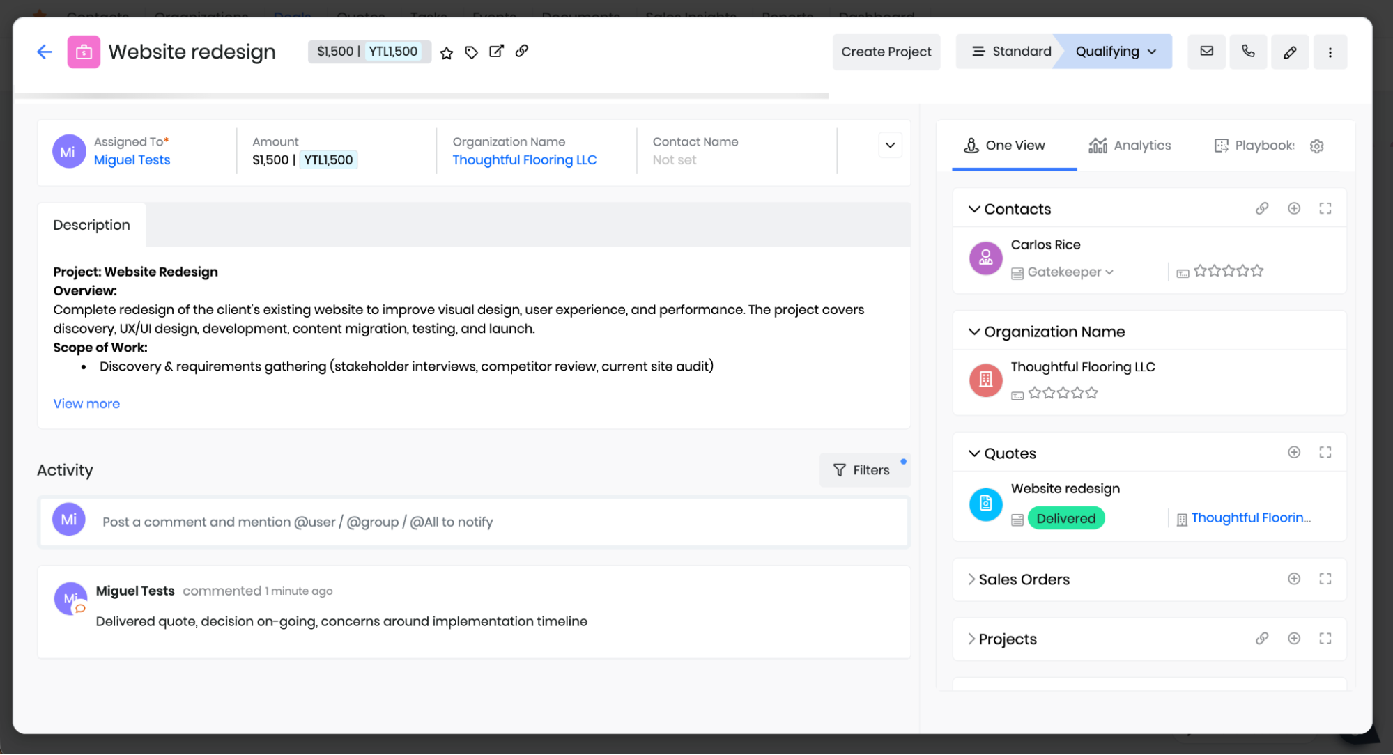 Vtiger, our pick for the best all-in-one CRM software for small businesses with an inventory or product catalog