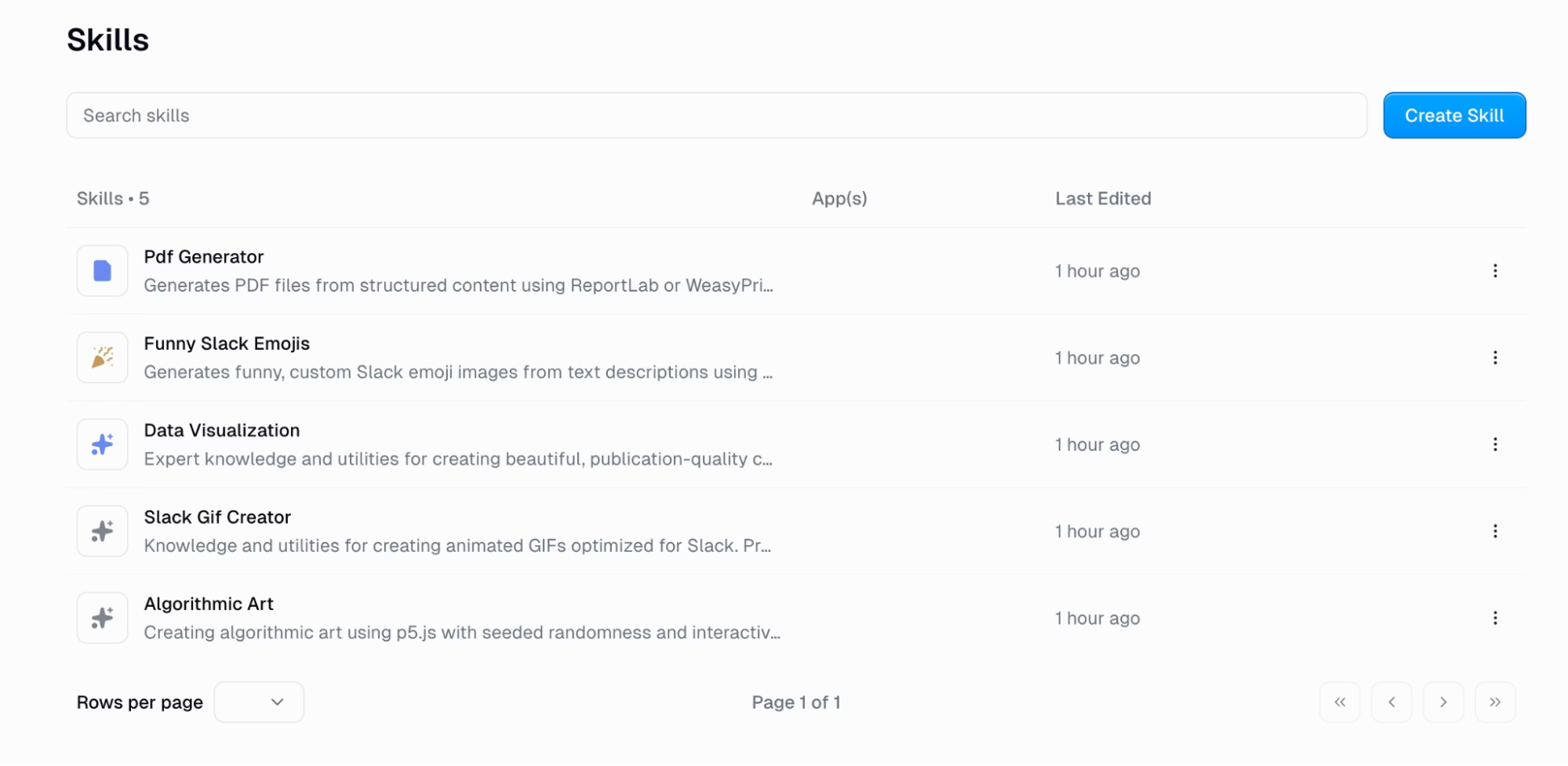 A list of Skills in Gumloop
